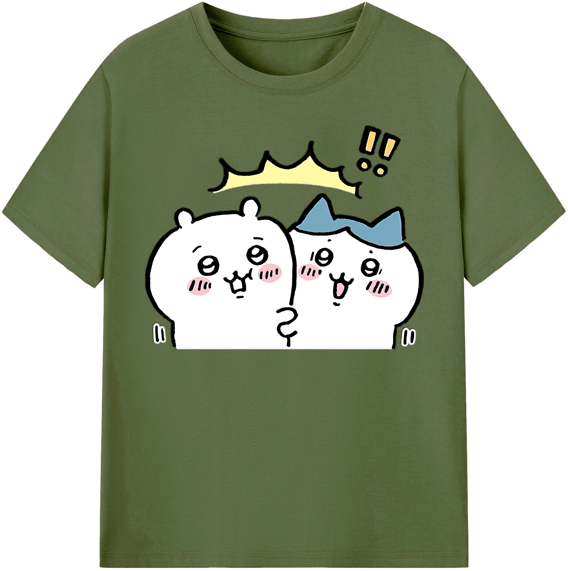 （画像用） ちいかわ ハチワレ Chii-kawa hachiware 綿100％半袖Tシャツ（フロントプリント）